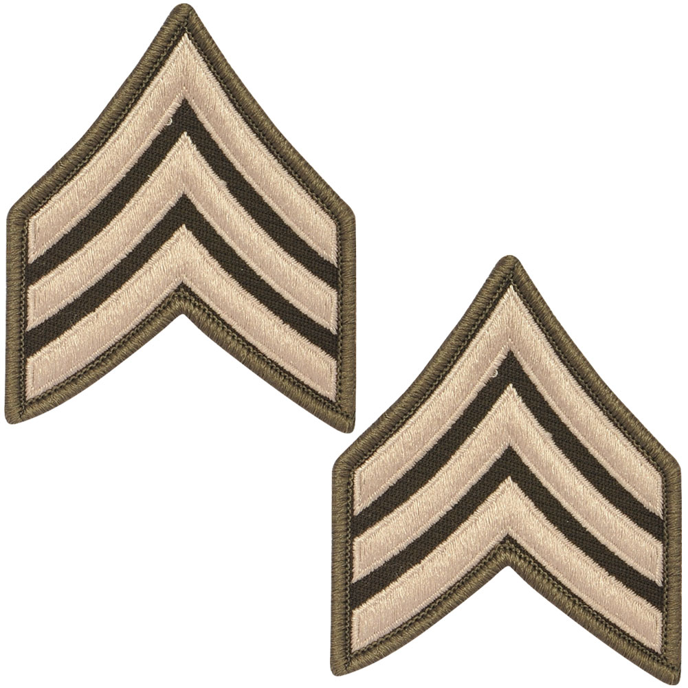 US Army OCP Rank Sergeant E5 Patch Sew On PAIR       Made in USA